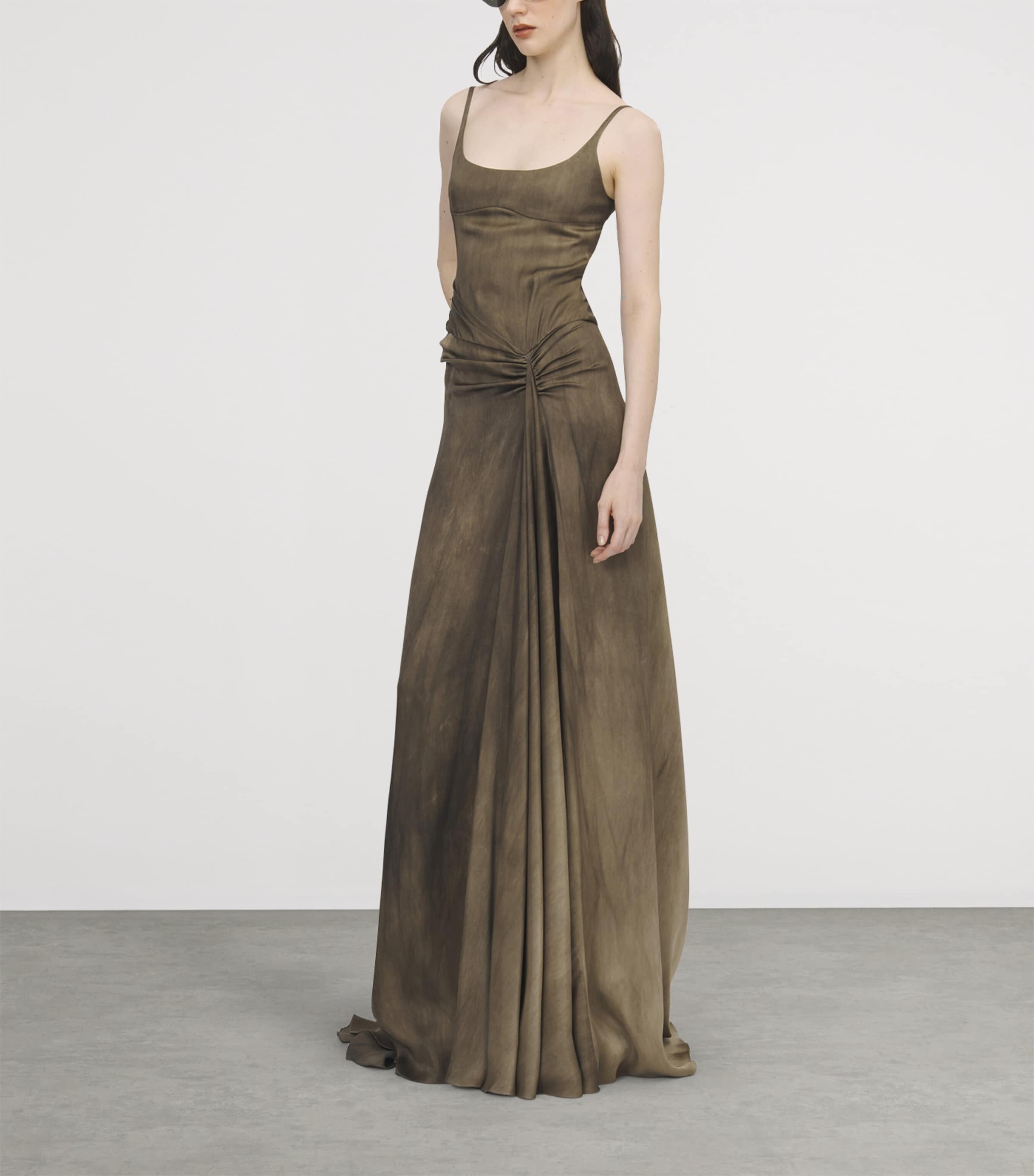 McQueen Womens Asymmetric Gathered Gown Image 2