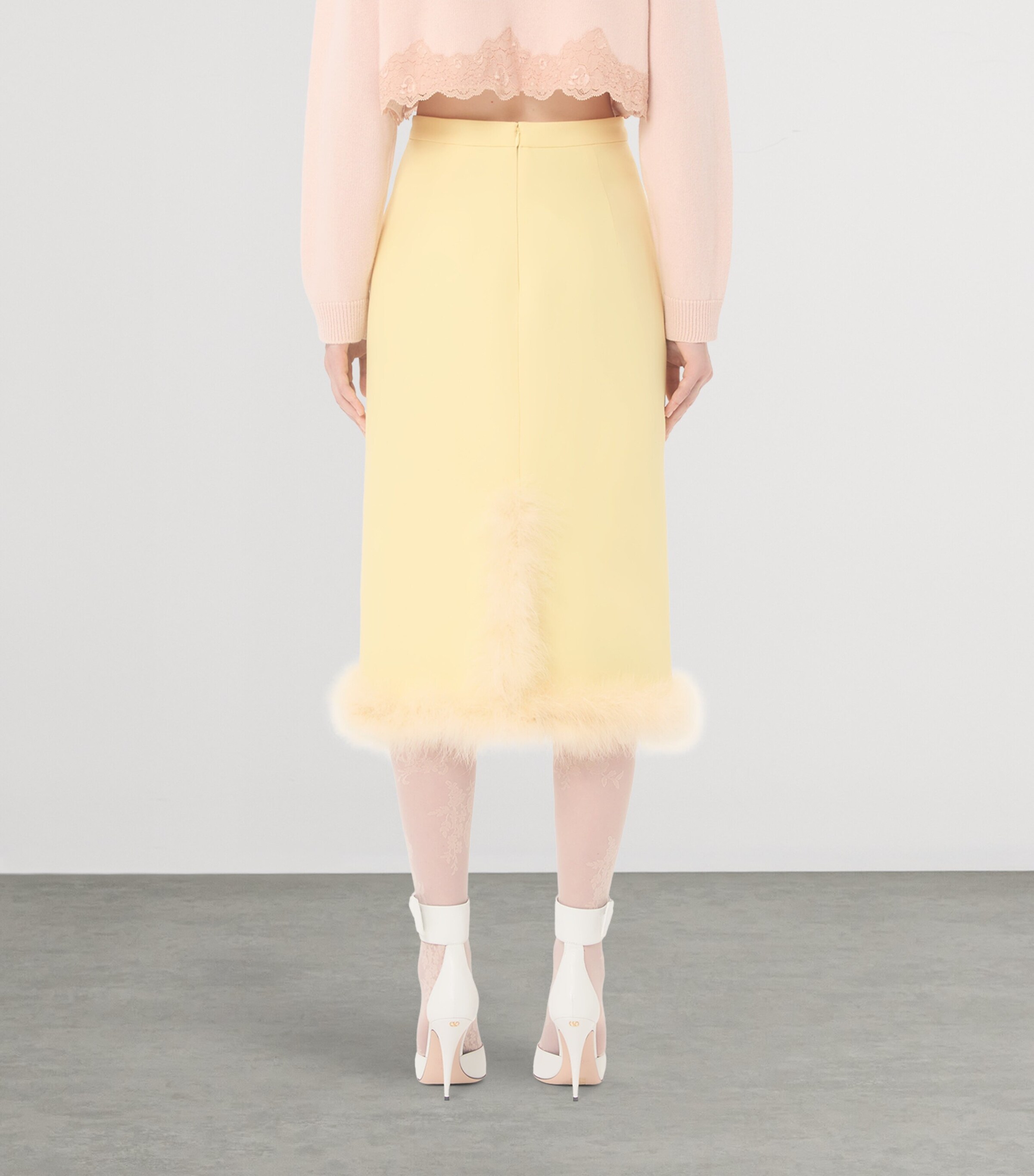 Virgin Wool-Silk Trimmed Midi Skirt 27C Image 4