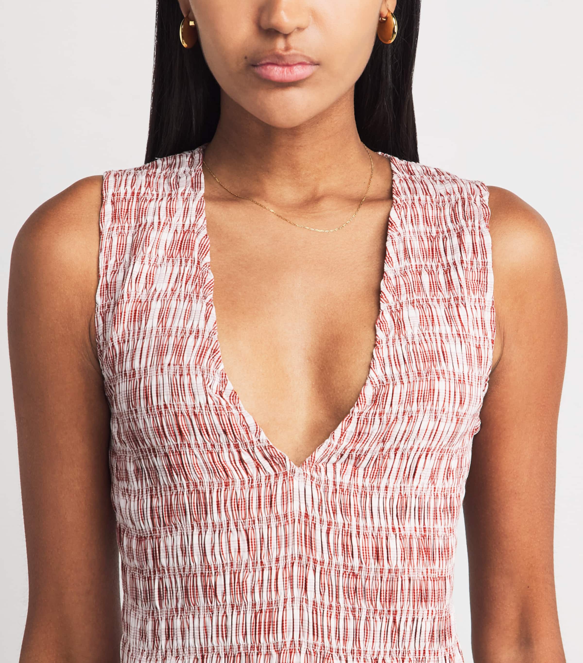 Faithfull The Brand Womens Cotton Shirred Palomar Mini Dress Paloma Chk Cnnmn Wht Image 5