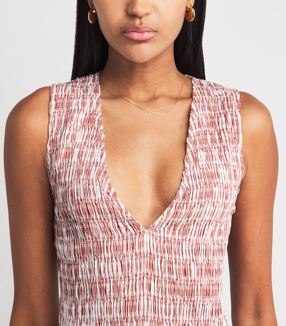 Faithfull The Brand Womens Cotton Shirred Palomar Mini Dress Paloma Chk Cnnmn Wht Image 5