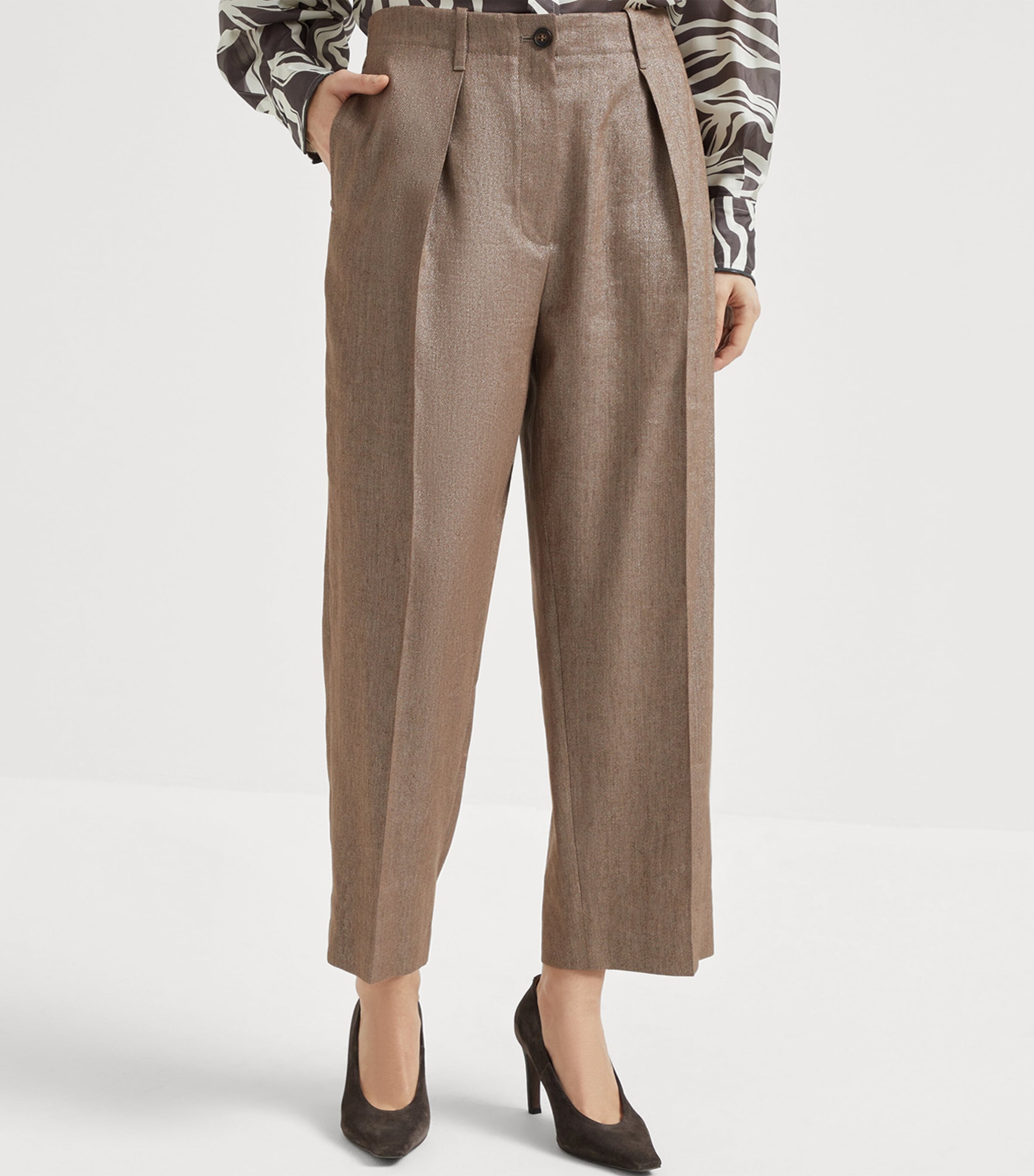 Linen-Blend Sparkling Chino Trousers C004 Image 3