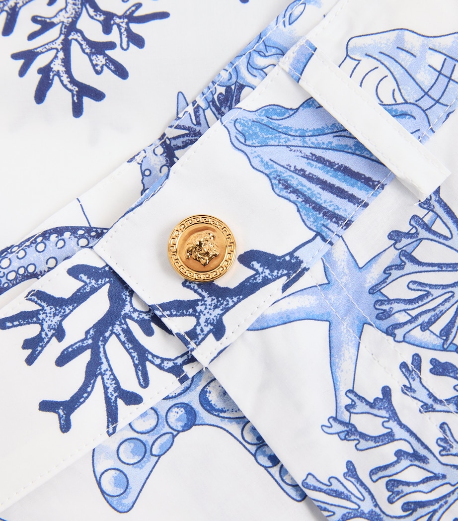 Cotton Underwater Barocco Shorts (6-14 Years) 5W910-WHITE+DV BLUE Image 3