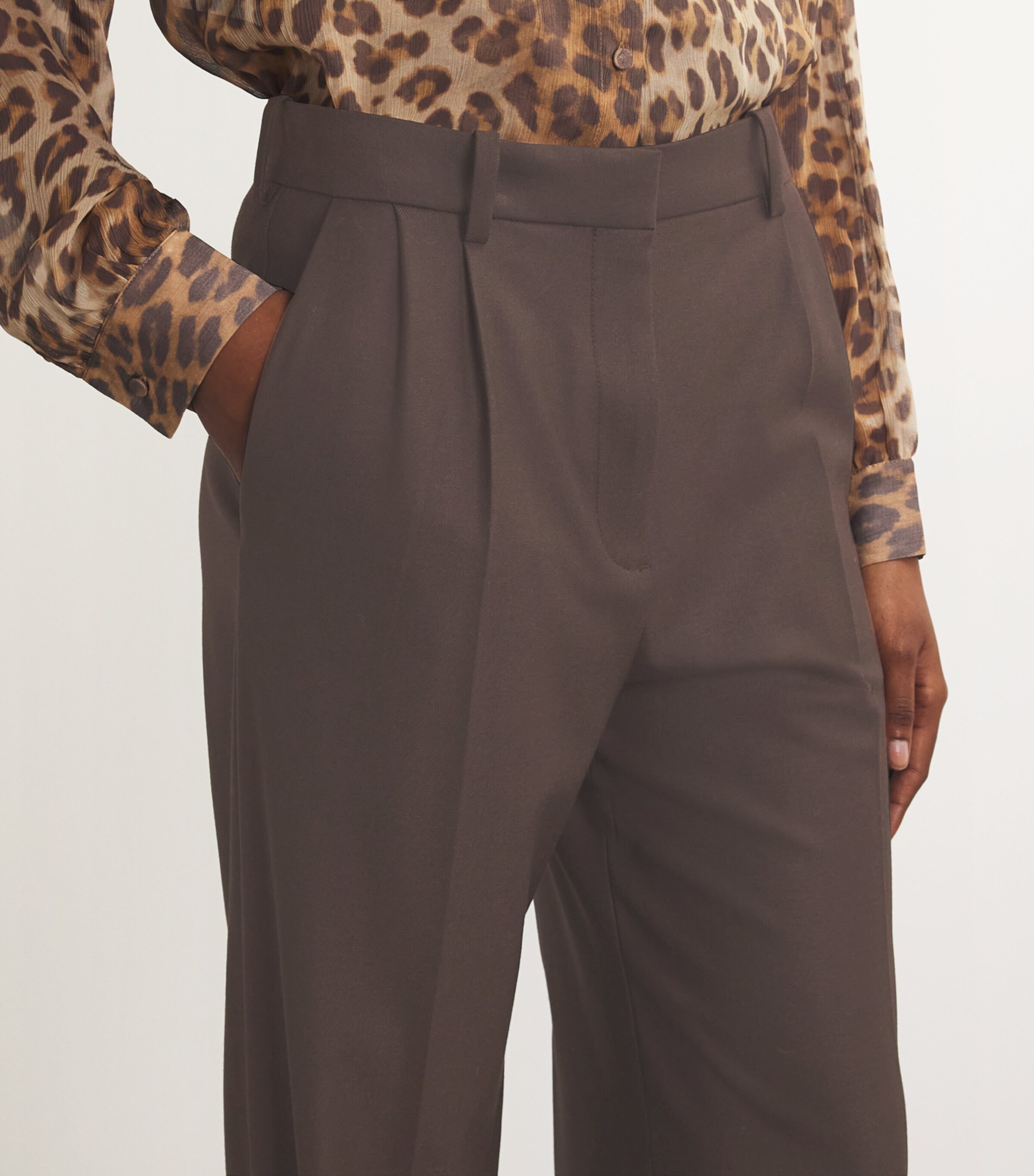Wide-Leg Tailored Trousers BROWN Image 6