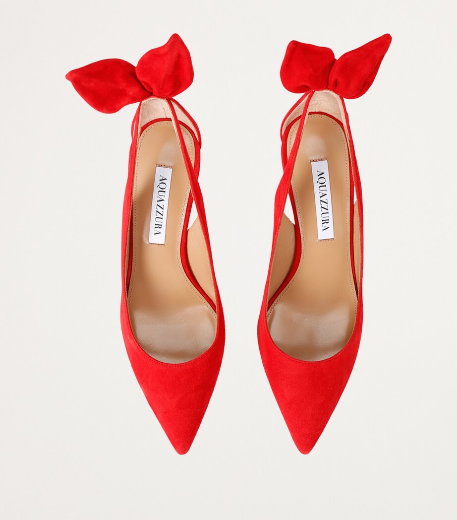 Aquazzura Suede Bow Tie Pumps 85 Red Image 4
