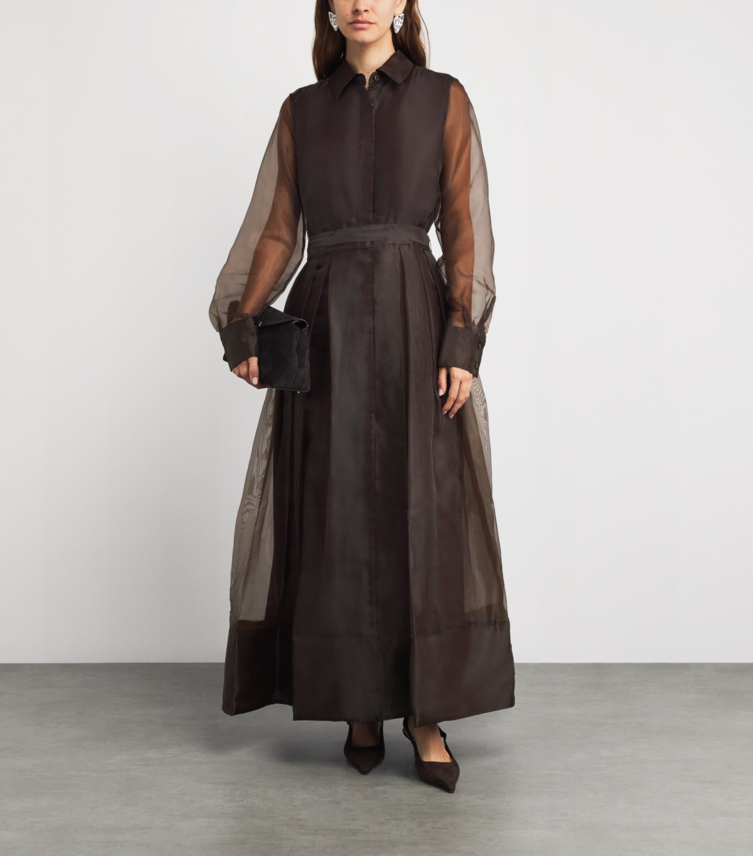 Organza Montgomery Midi Dress CHOCOLATE Image 2