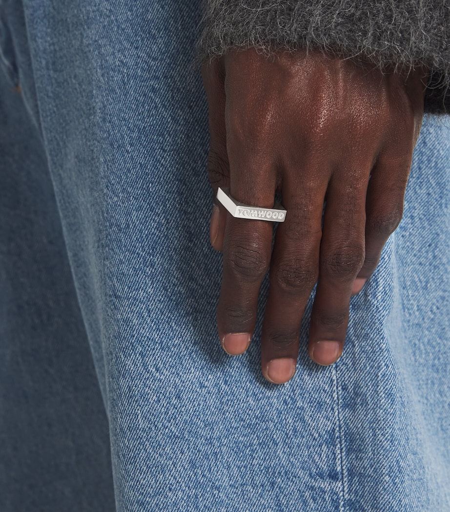 Sterling Silver Square Ring S925 Image 2