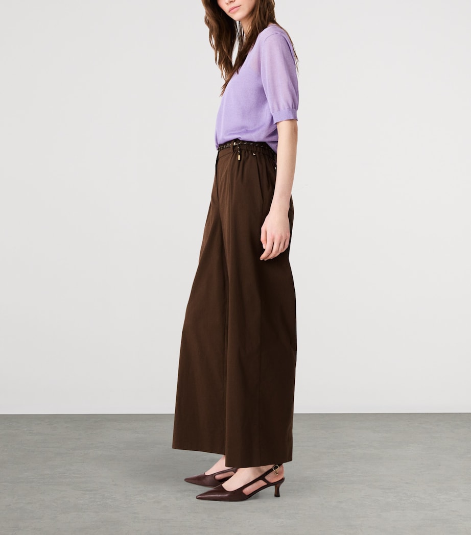 Maje Womens Cropped Wide-Leg Trousers Brown Image 3