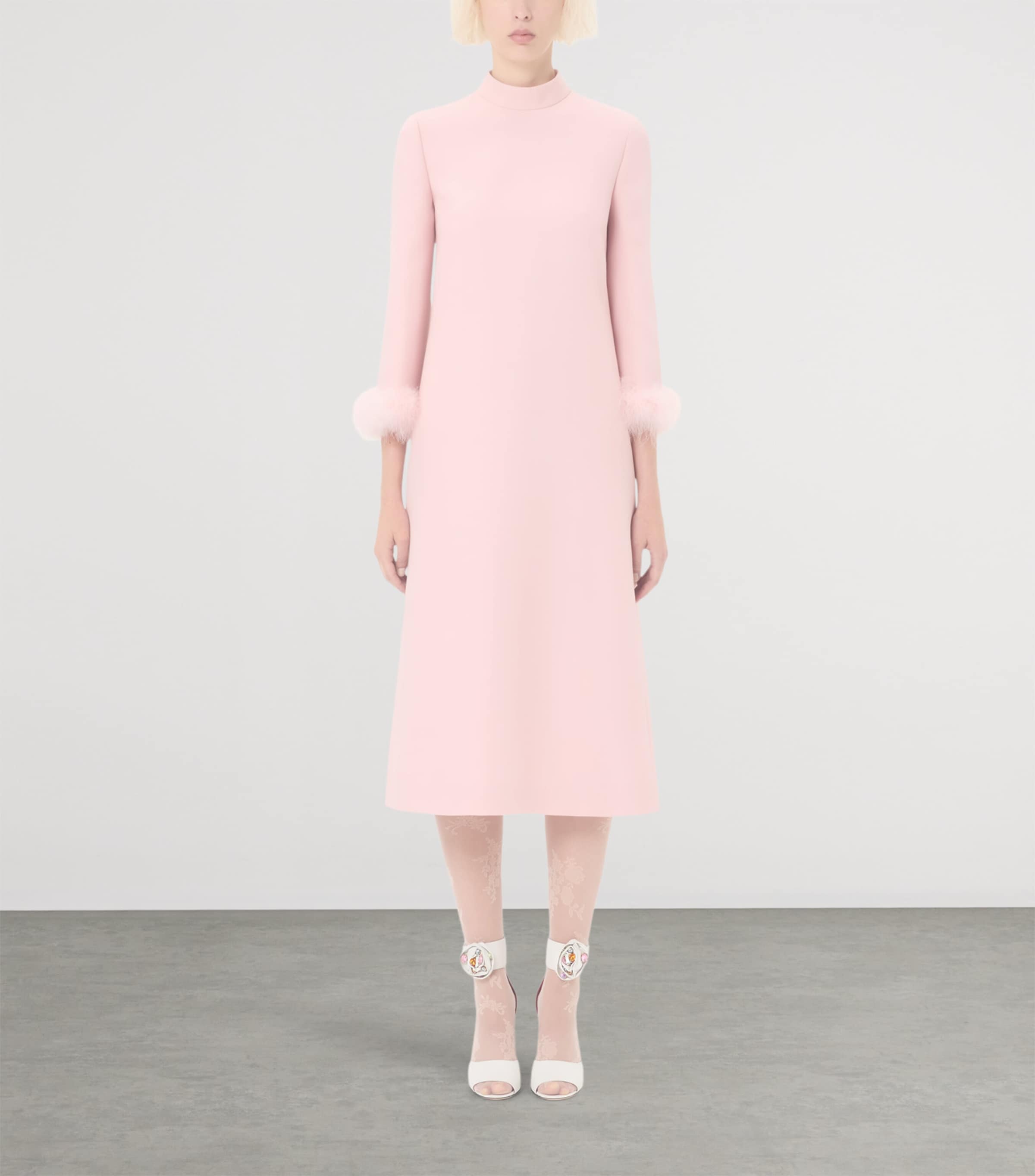 Crepe Feather-Trim Midi Dress R13 Image 2