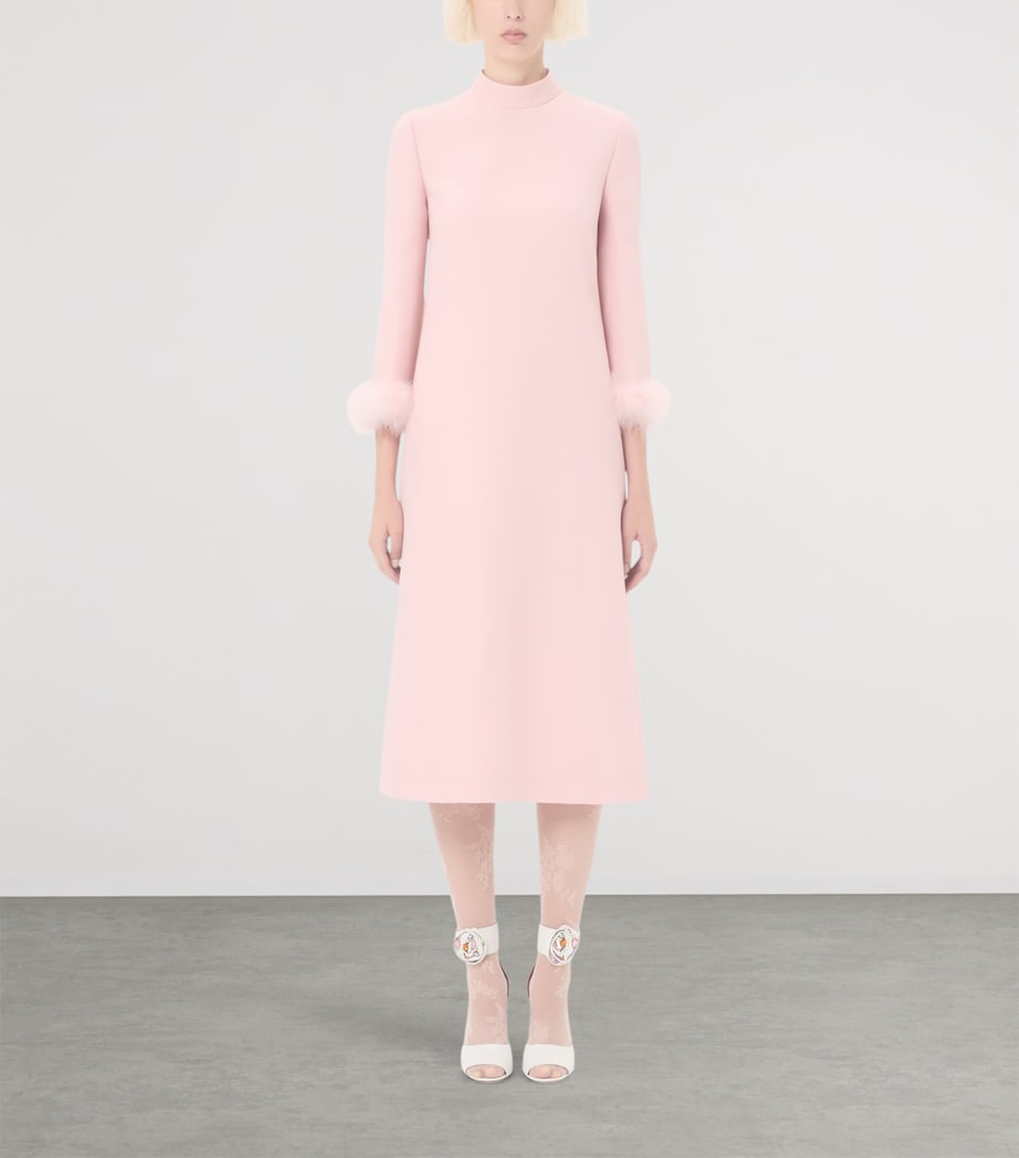 Crepe Feather-Trim Midi Dress R13 Image 2