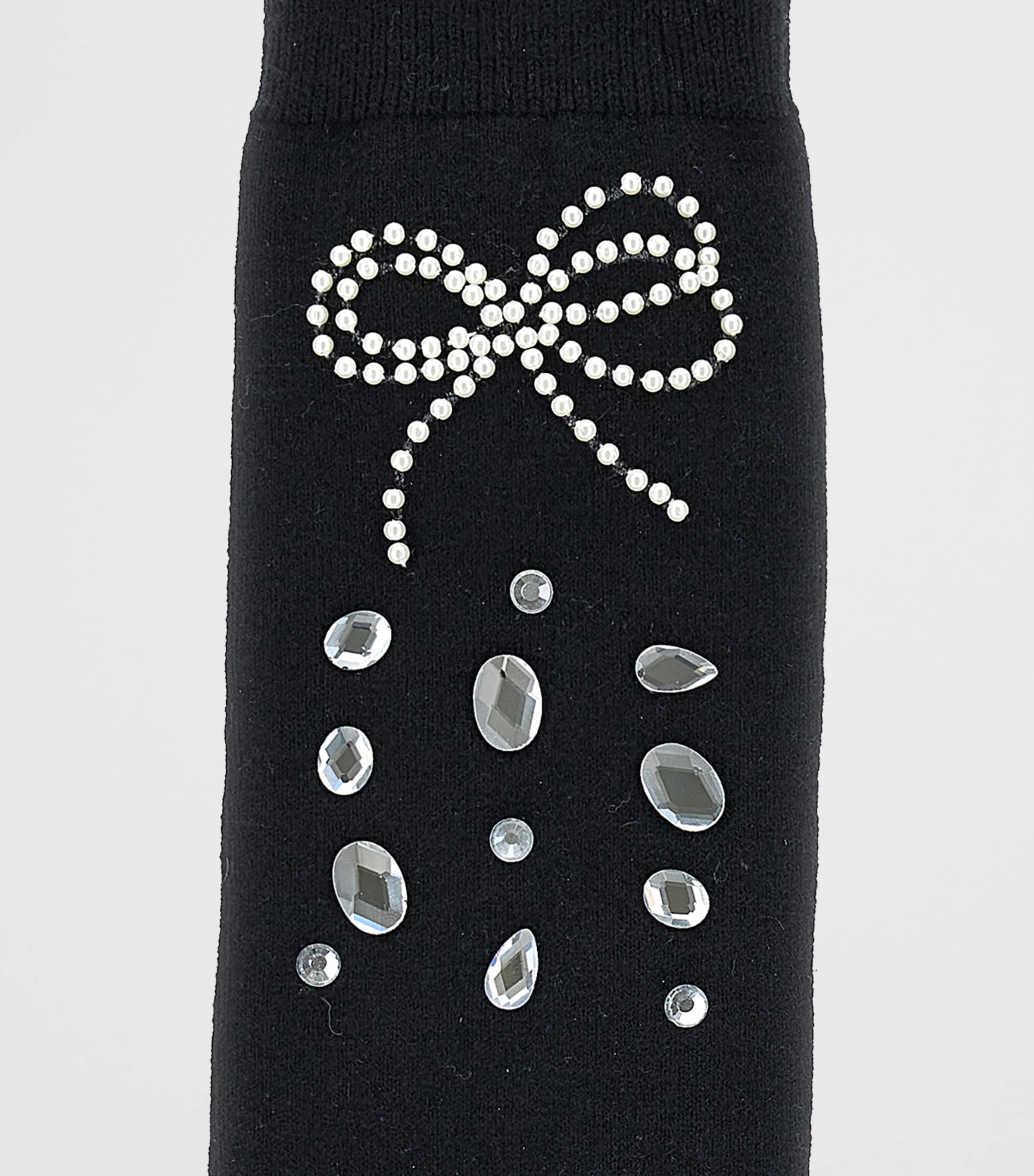 Rhinestone- and Bow-Embellished Socks NERO Image 4