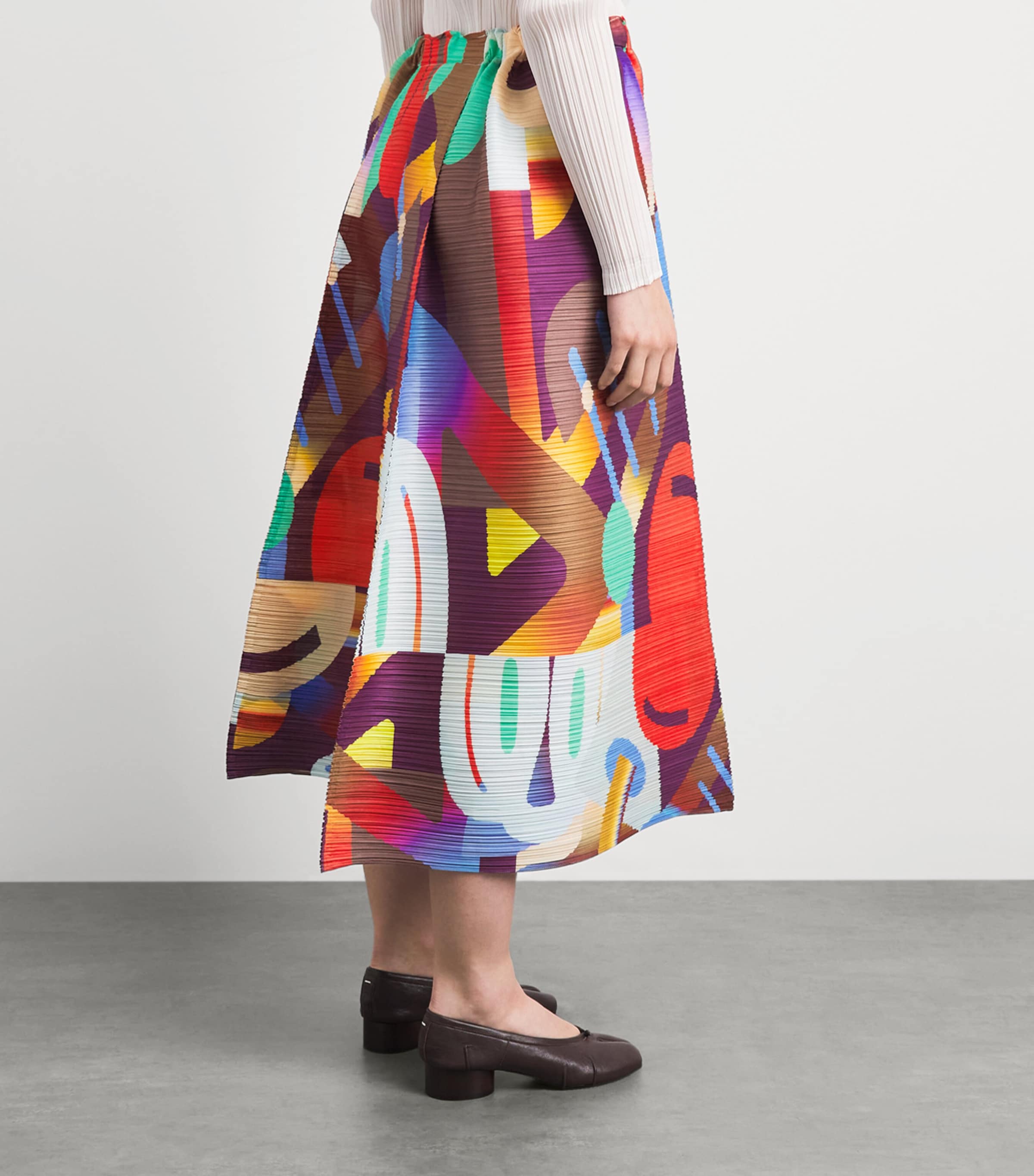 Pleats Please Issey Miyake Red Printed Playground Trousers