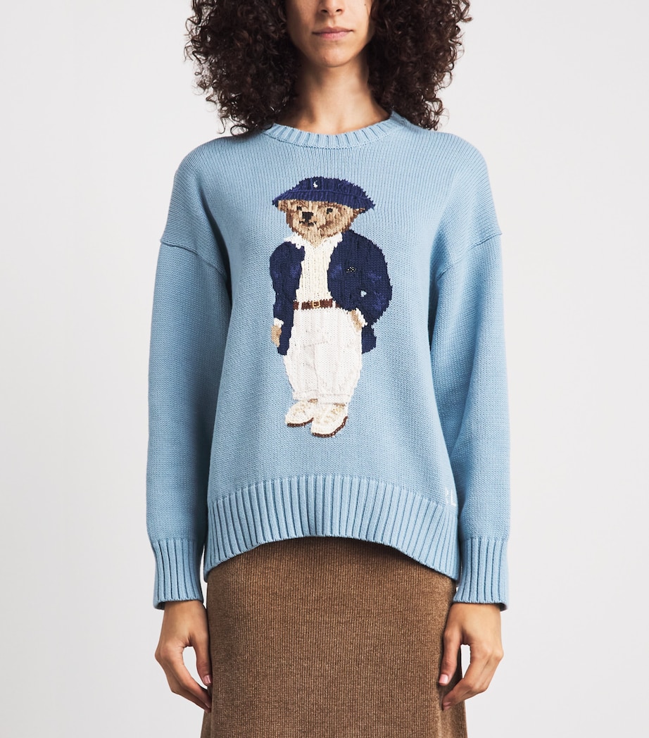 Polo Ralph Lauren Womens Cotton Polo Bear Sweater Blue Note Image 4