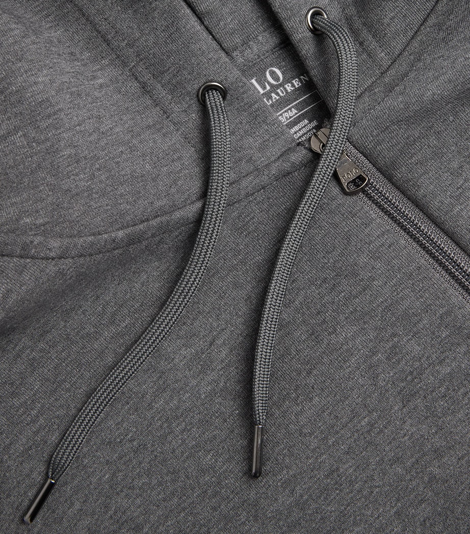 Cotton-Blend Zip-Up Hoodie GREY Image 5