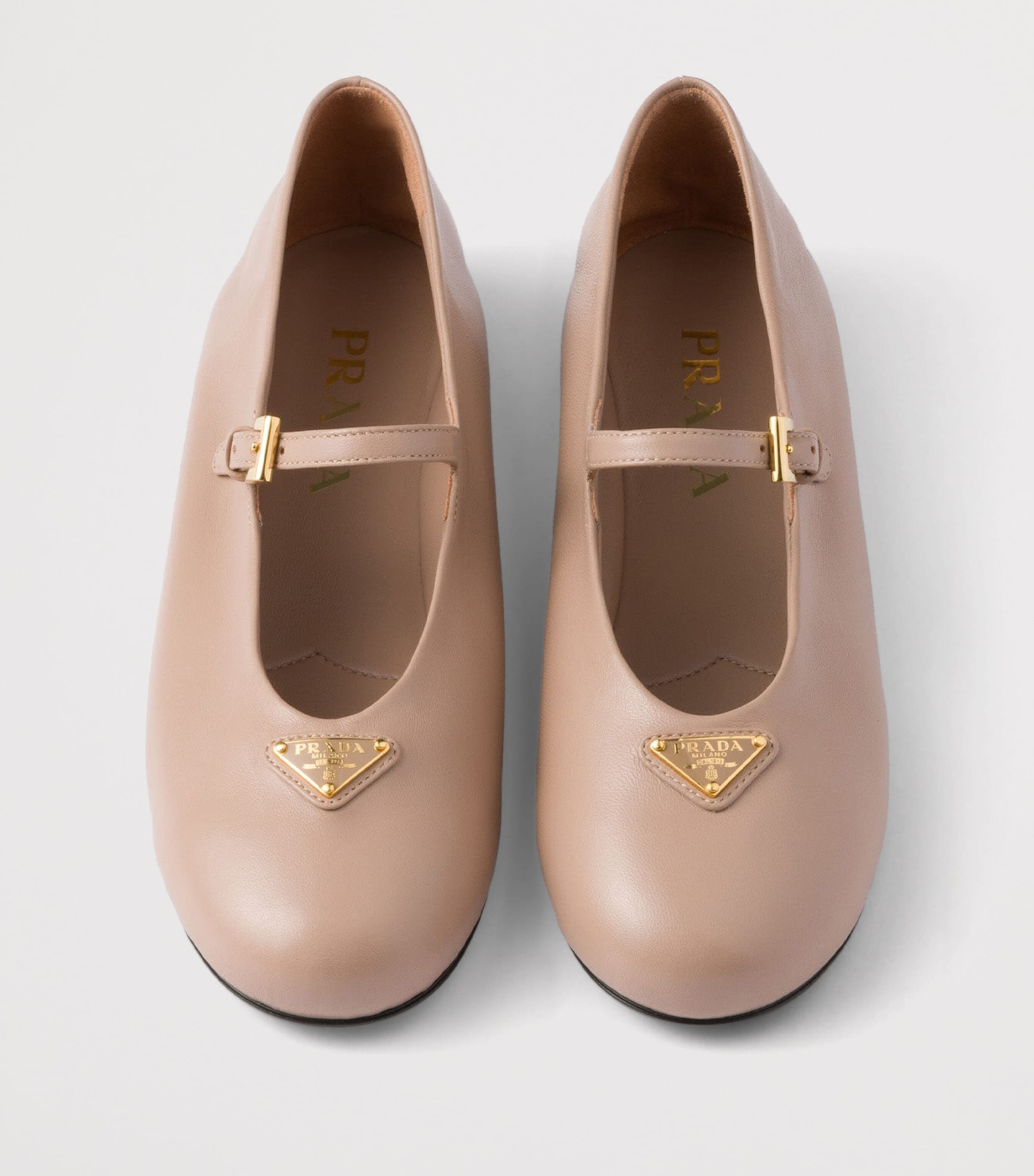 Prada Leather Triangle Ballet Flats Powder Image 3