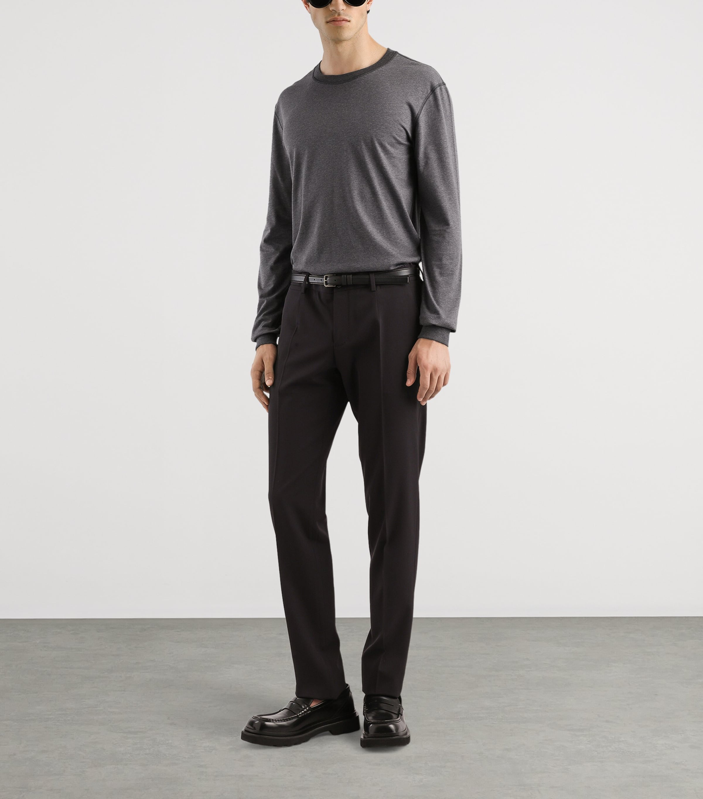 Cotton Long-Sleeve T-Shirt S8292-MELANGE GREY Image 2