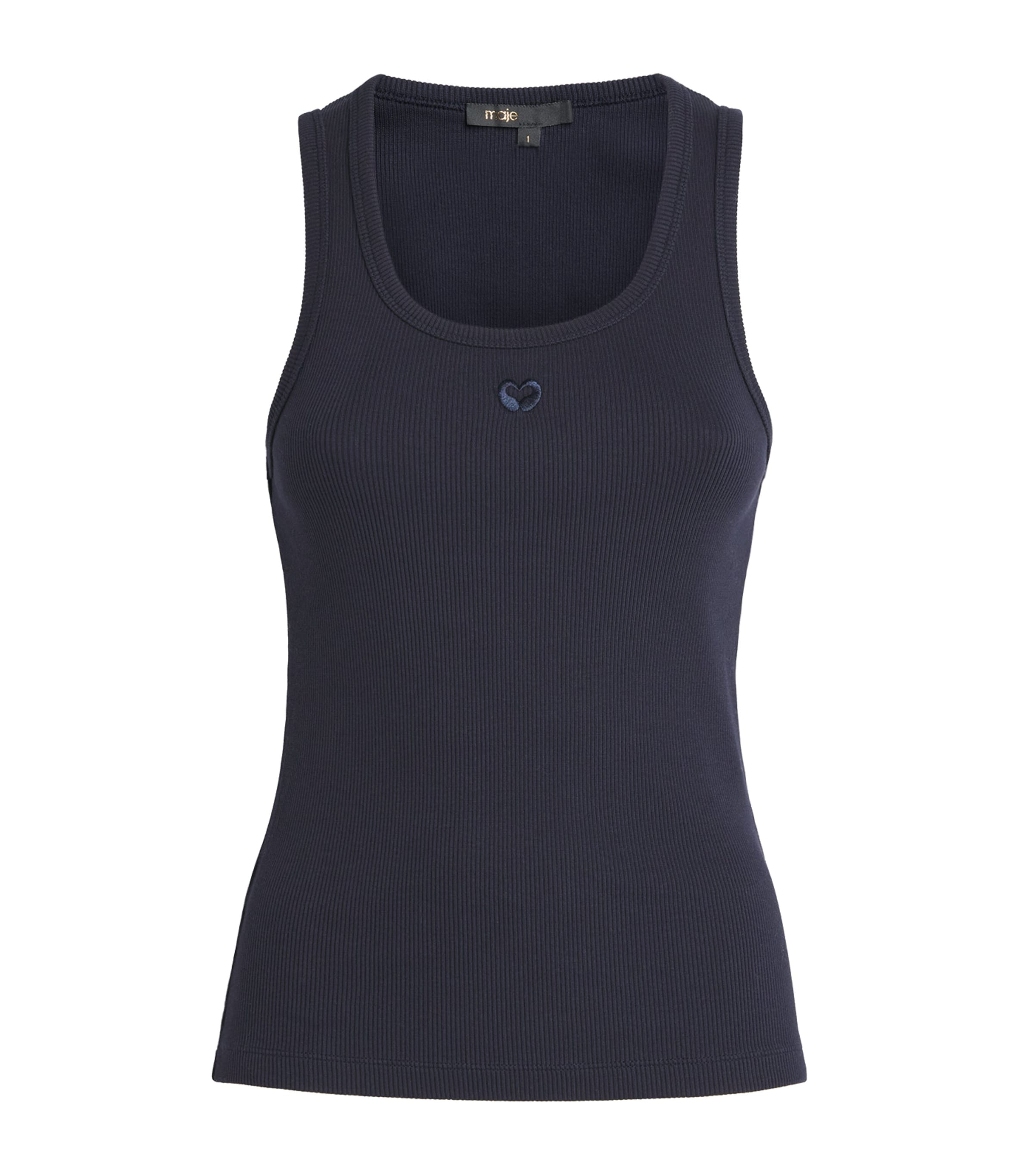 Maje Stretch-cotton Logo Tank Top In Blue