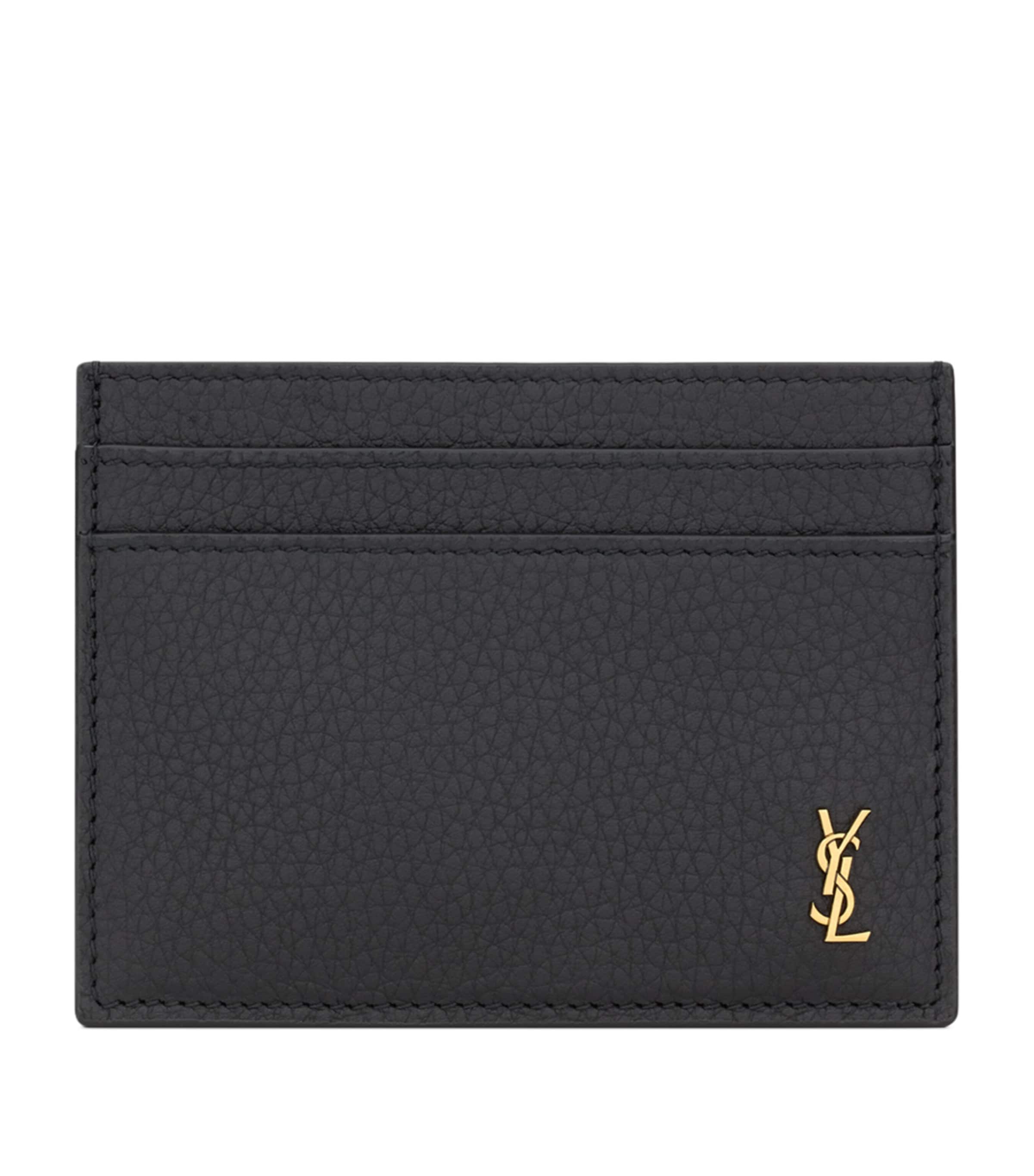 Saint Laurent Leather Monogram Card Holder In Black