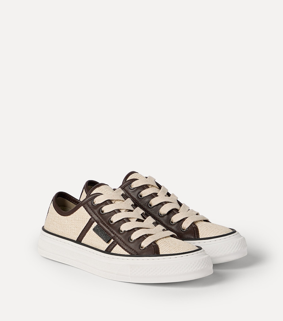 Brunello Cucinelli Techno Raffia Low-Top Sneakers Image 3