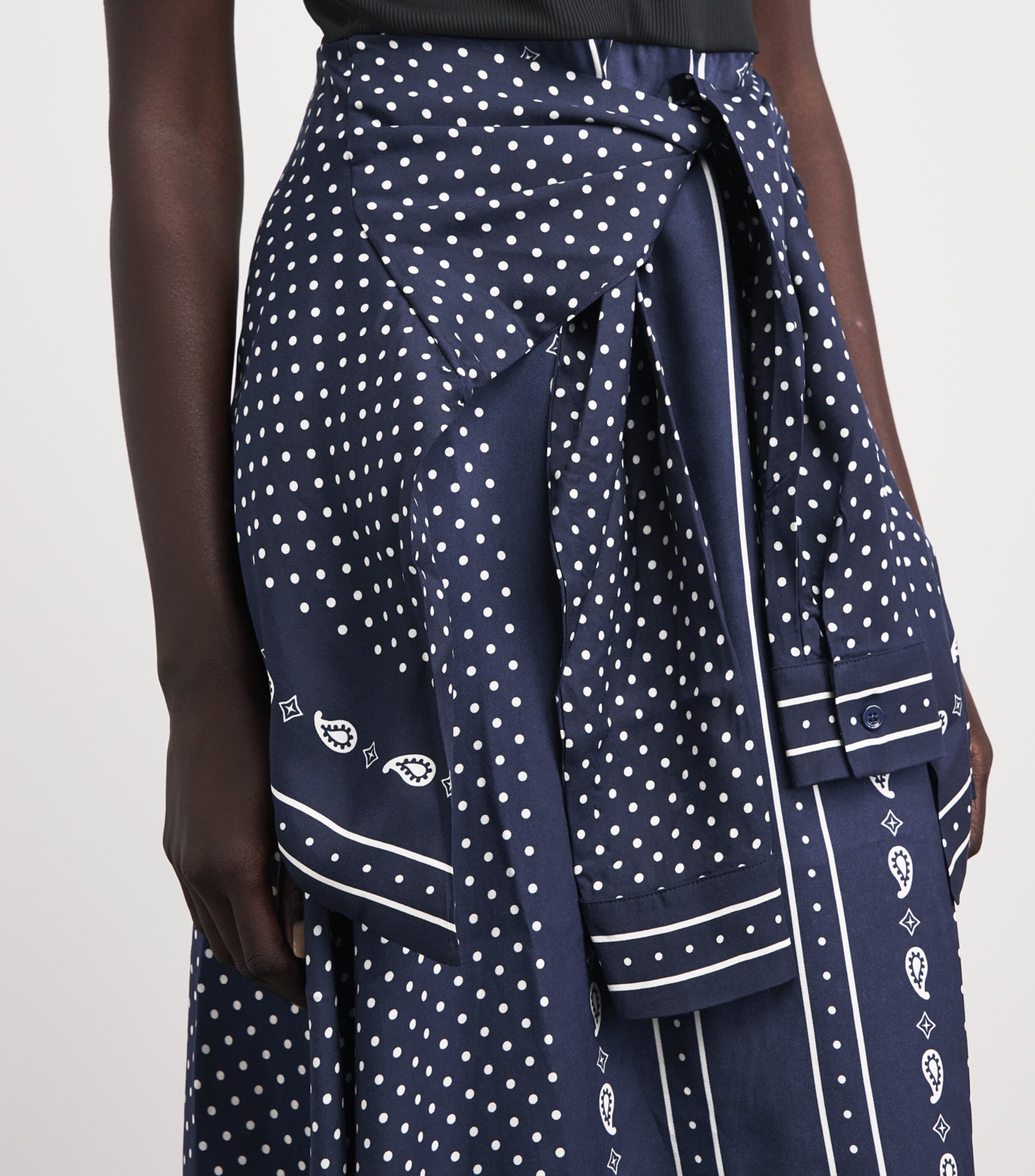 Maje Womens Printed Layered Midi Dress Navy Polka Dot Image 3