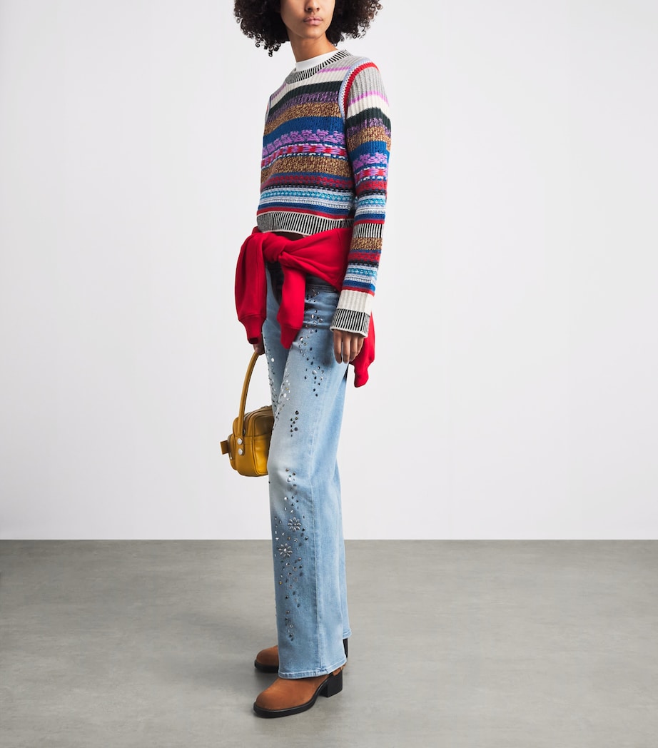 MOTHER Womens Alpaca-Wool The Extra Crop Sweater Multi Stripe Image 2