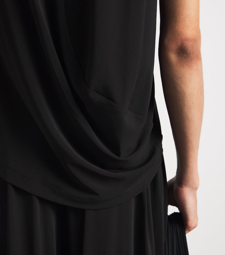 Issey Miyake Womens Drape Jersey Sleeveless Blouse Black Image 3