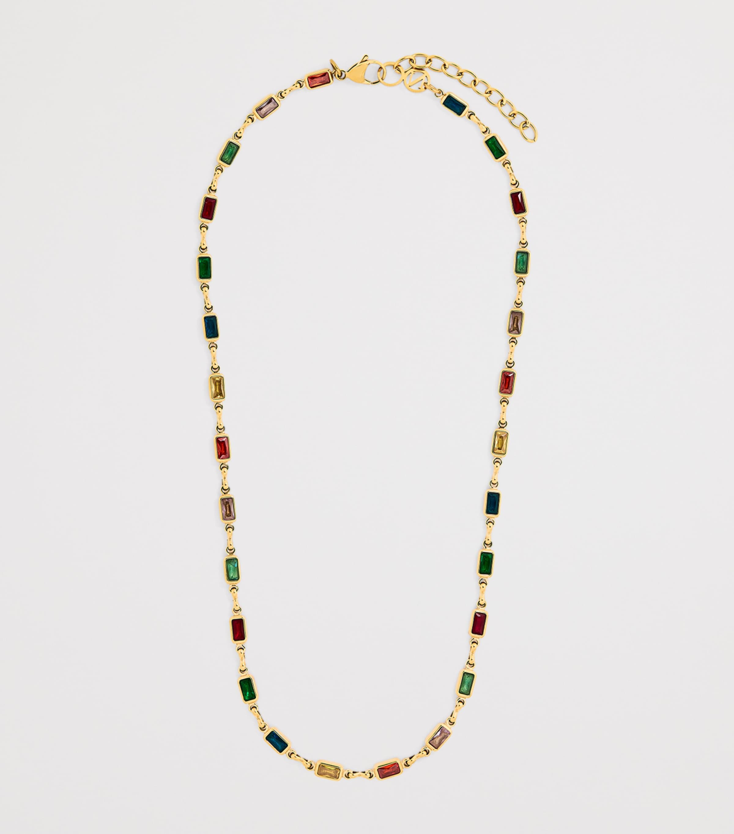 Gold-Plated Embellished Tennis Necklace MULTI Image 3