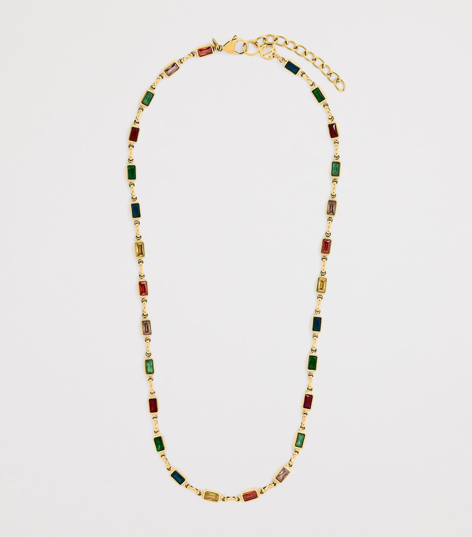 Gold-Plated Embellished Tennis Necklace MULTI Image 3