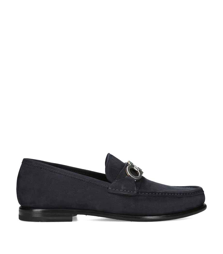 Salvatore Ferragamo Nubuck Gancini Loafers Navy Image 1