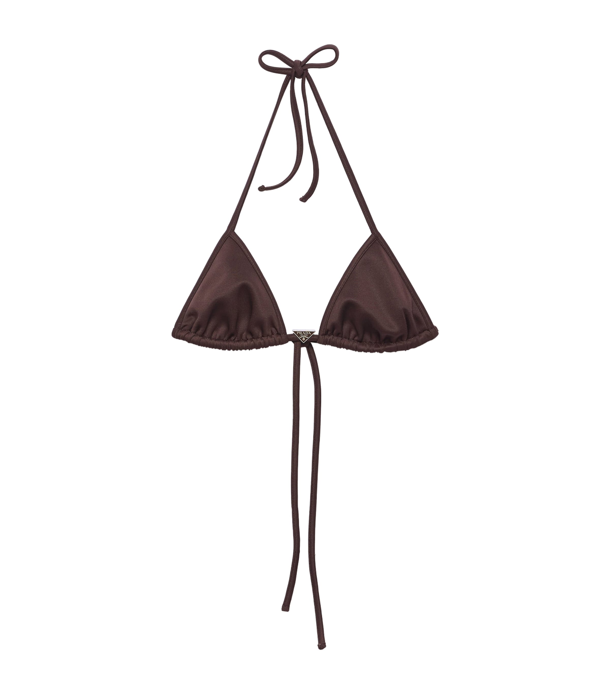 Prada Womens Triangle Bikini Top Brown Image 1