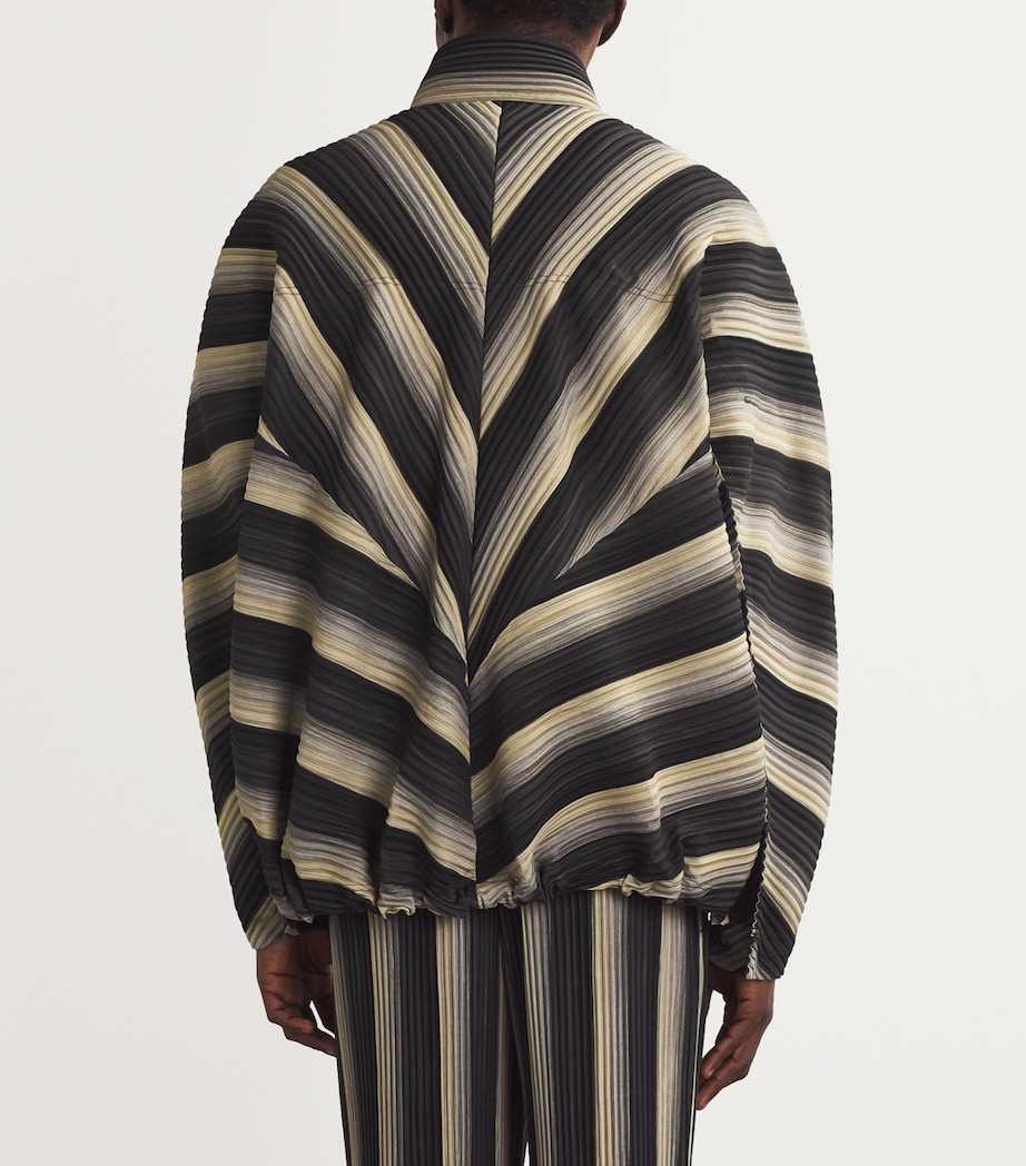 Homme Plissé Issey Miyake Mens Striped Pleated Jacket Black Image 4