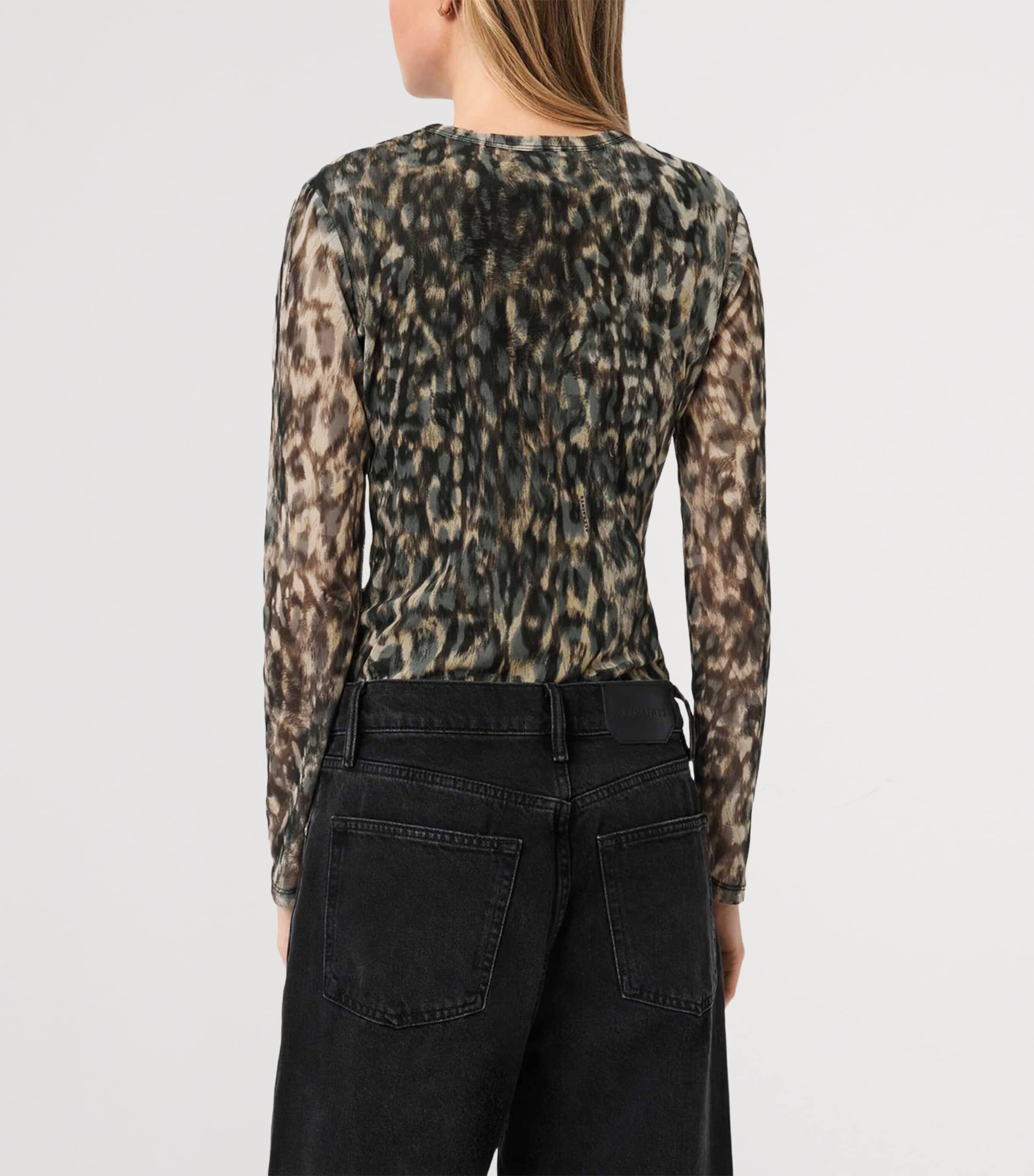 AllSaints Womens Mesh Ellie T-Shirt Leppo Brown Image 6