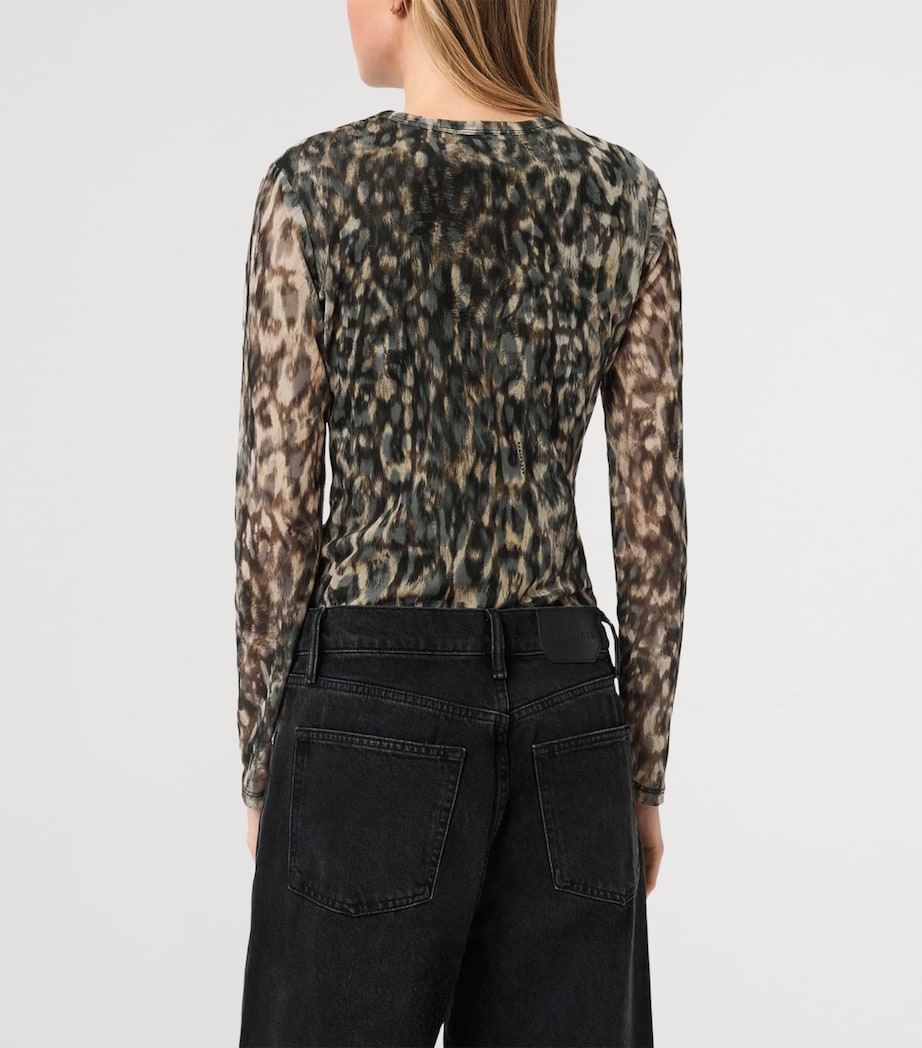 AllSaints Womens Mesh Ellie T-Shirt Leppo Brown Image 6