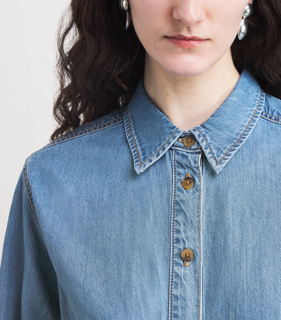 Good American Womens Denim Mini Shirt Dress Image 5