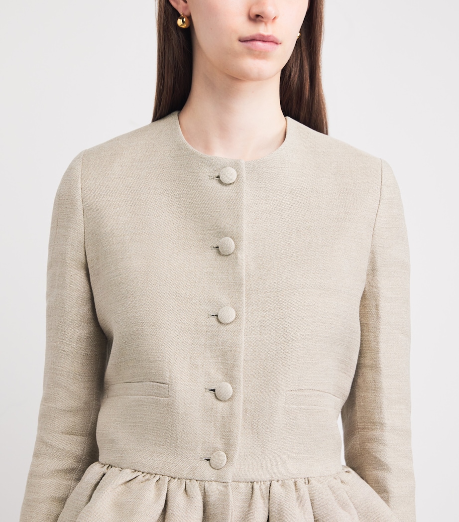 Liberowe Womens Linen Peplum Jacket Beige Image 3