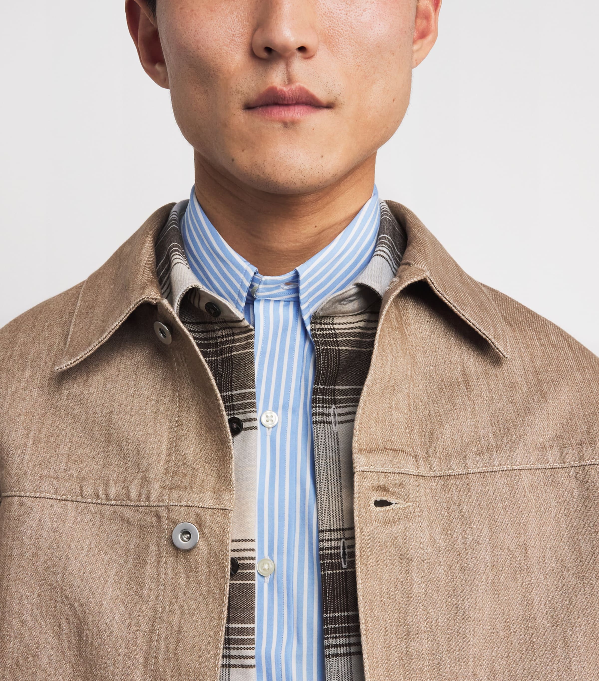 Stretch-Cotton Poplin Stripe Shirt BLUE WHITE Image 6