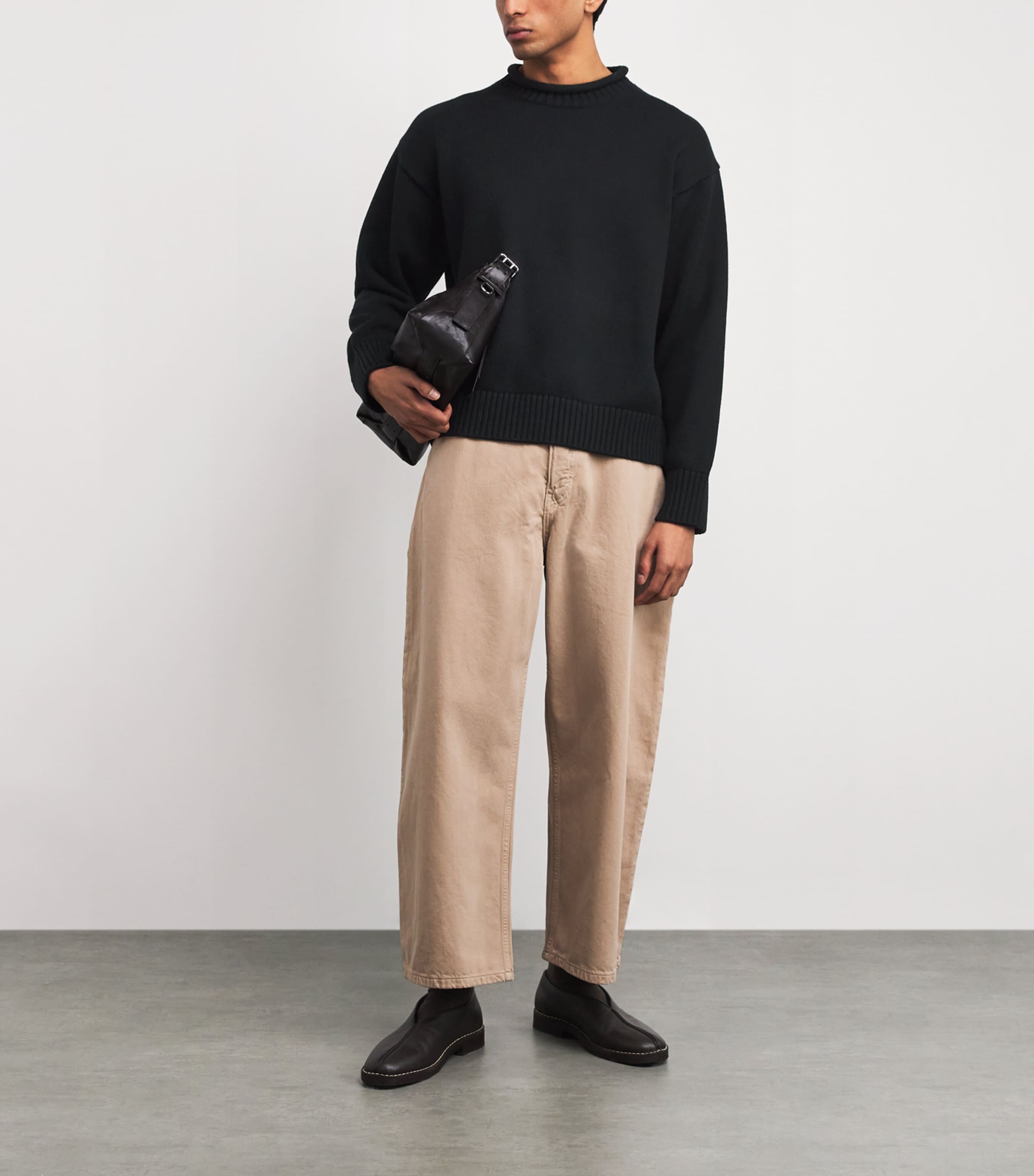 Merino Wool-Cotton Sweater BLACK Image 2