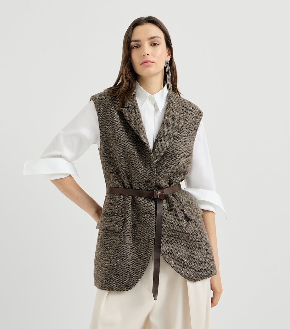 Brunello Cucinelli Womens Wool-Blend Sleeveless Blazer Image 2