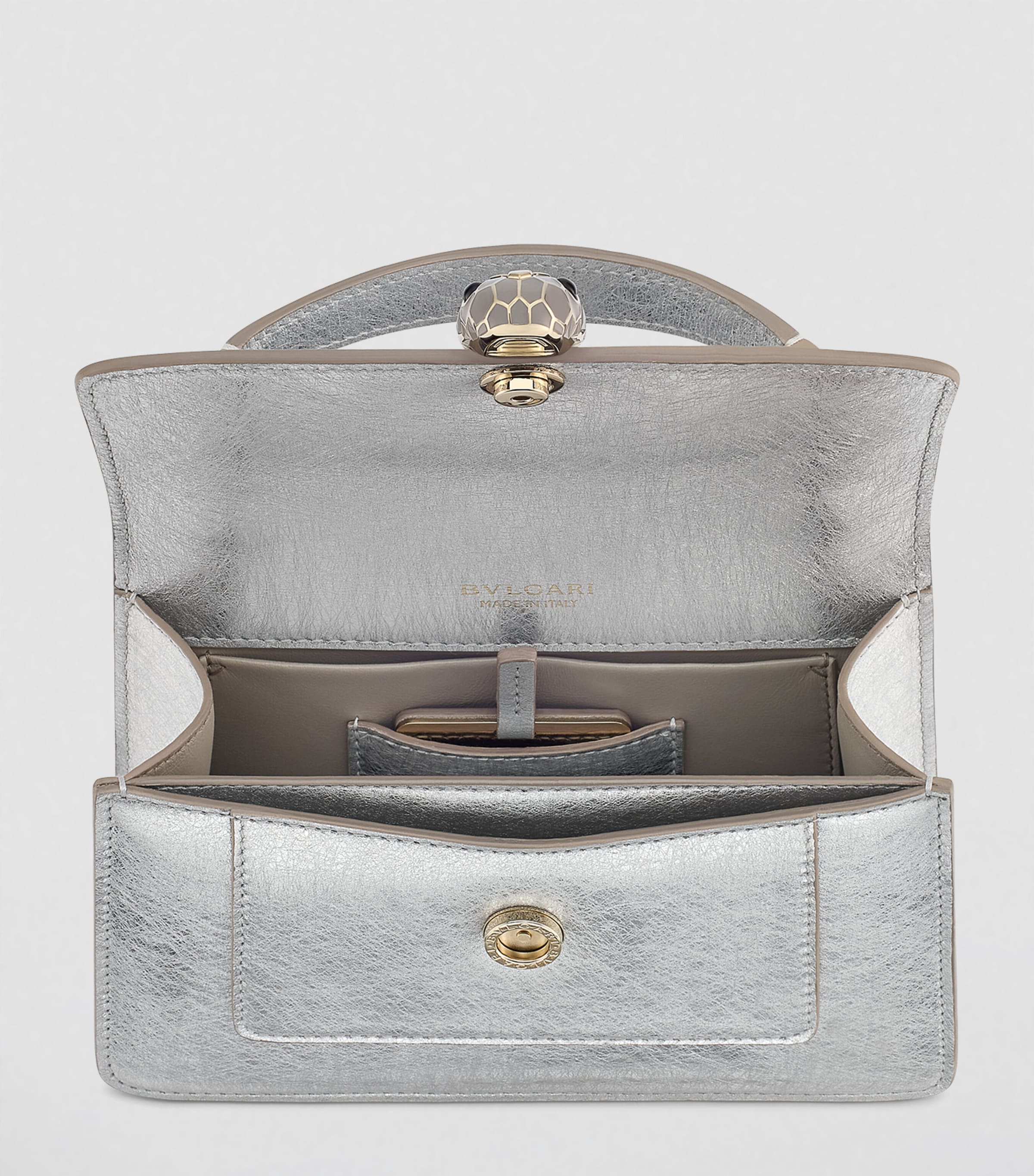 Bvlgari Mini Metallic Serpenti Forever Top-Handle Bag Silver Image 7