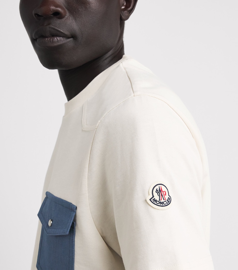 Moncler Mens Cotton Denim-Pocket T-Shirt Image 3
