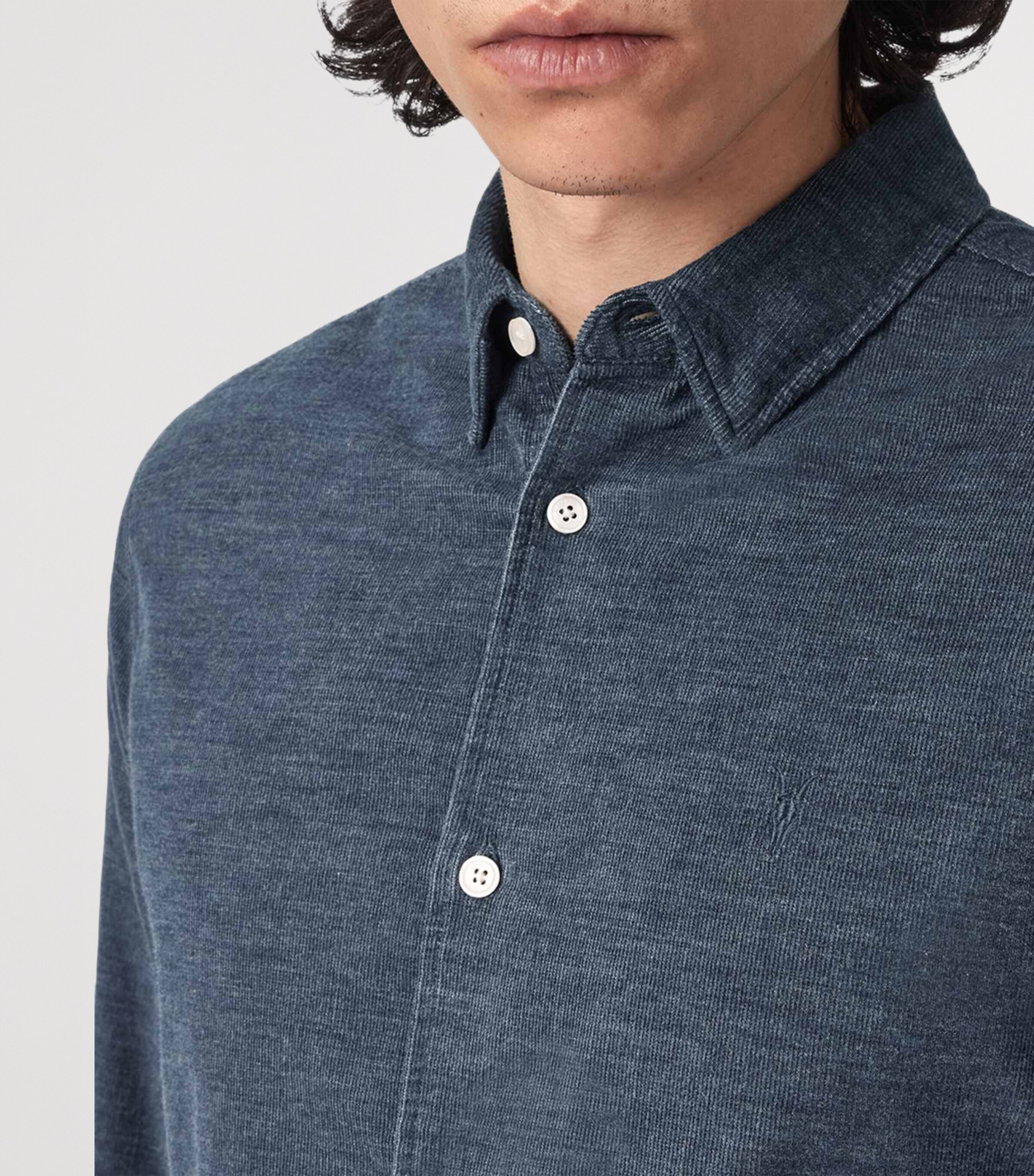 AllSaints Mens Organic Cotton Lorella Shirt Moonstone Blue Image 6