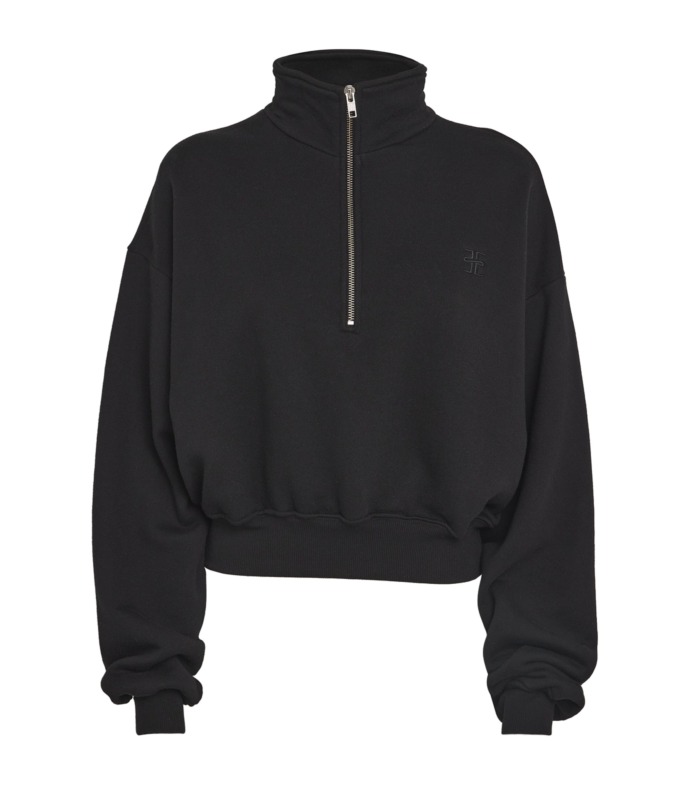 Éterne Cropped Half-zip Sweatshirt In Black