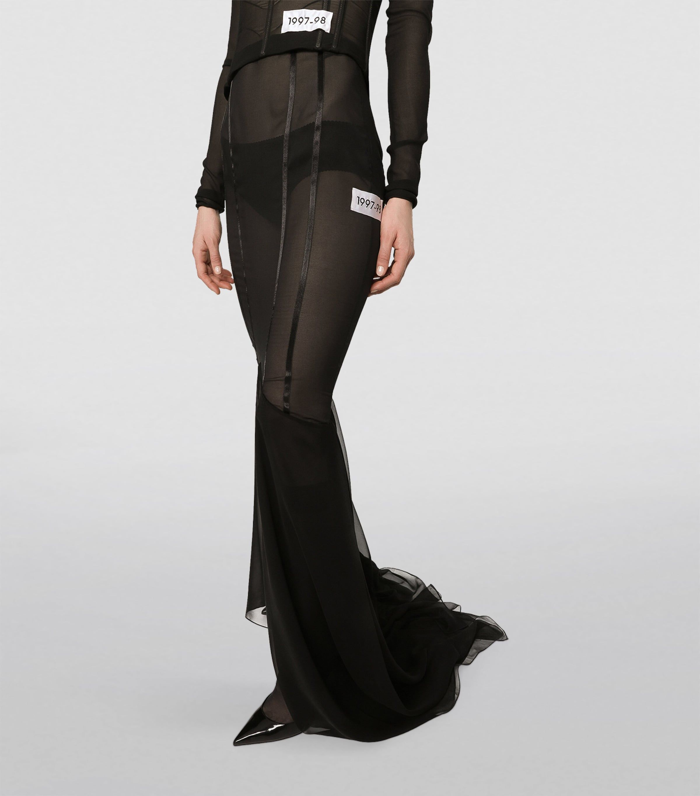 Silk-Blend Black Sicily Ruffle Maxi Skirt N0000-BLACK Image 3