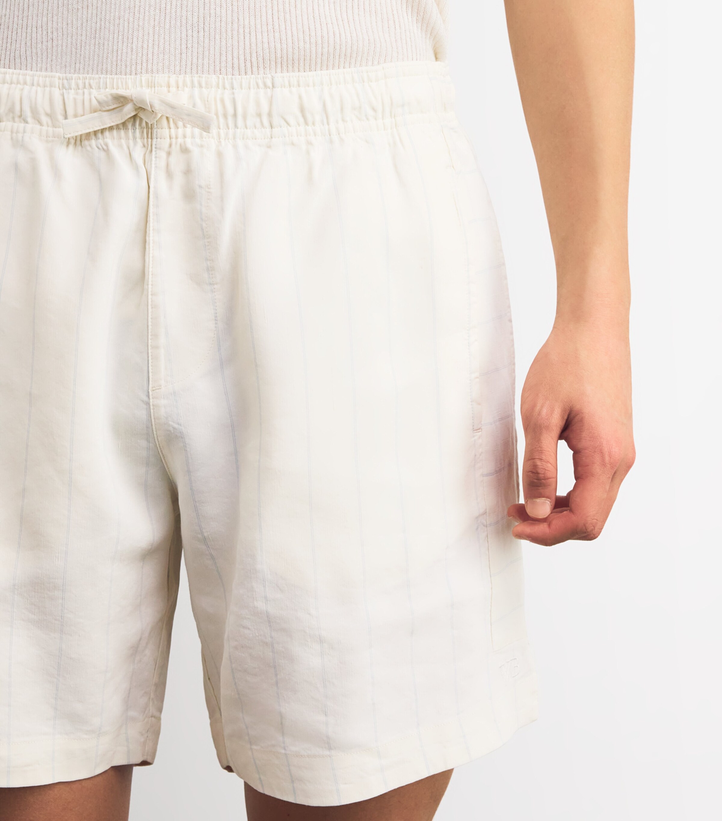 Wales Bonner Mens Prinstripe Drawstring Garden Shorts White/blue Stripe Image 6