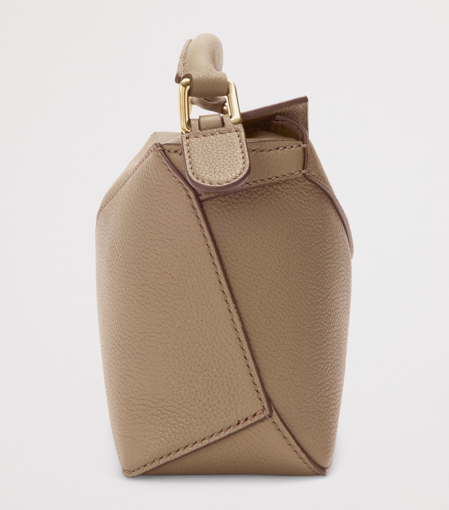 Mini Leather Puzzle Edge Top-Handle Bag TAUPE Image 3