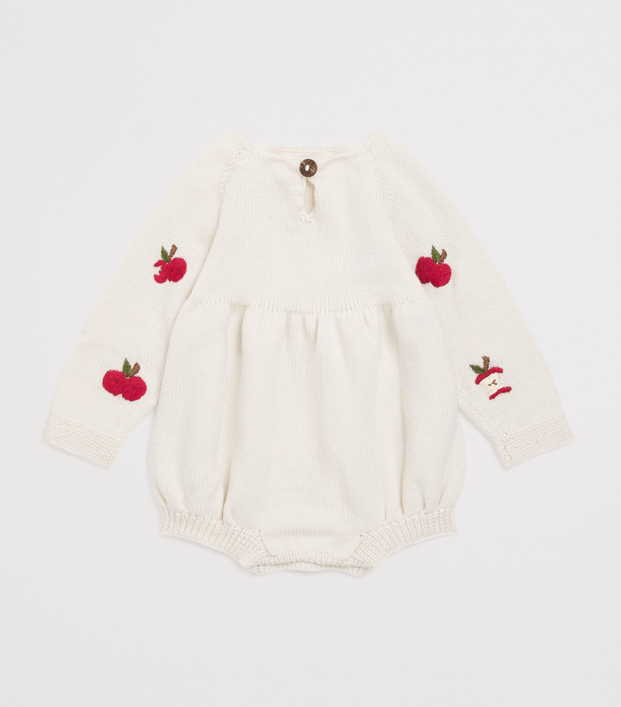 Merino Wool Apple Bodysuit (0-36 Months) CREAM WHITE Image 2