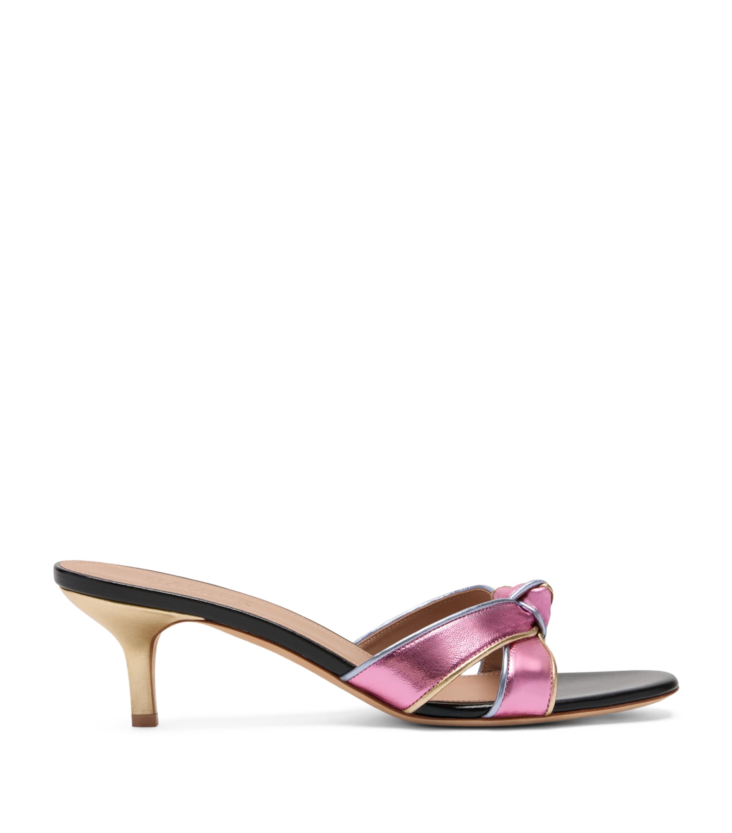 Malone Souliers Metallic Leather Raquel Heeled Mules 45 Camellia Image 1