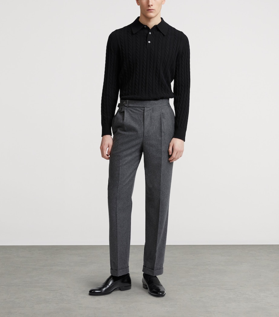 Wool-Cashmere Flannel Pleated Trousers 035MID GREY MELANGE Image 2