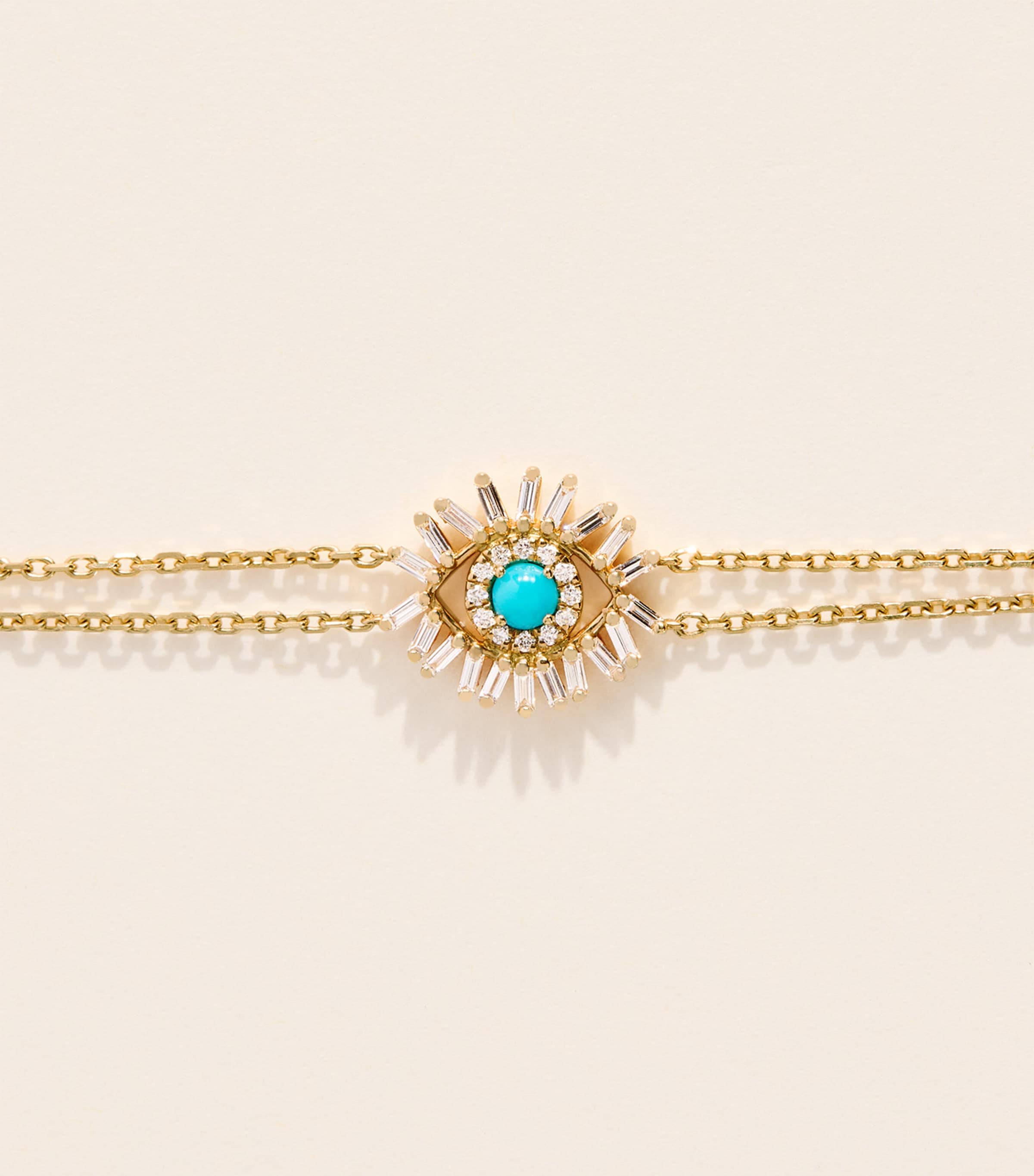 Suzanne Kalan Yellow Gold, Diamond and Turquoise Evil Eye Chain Bracelet Yg/turq Image 3