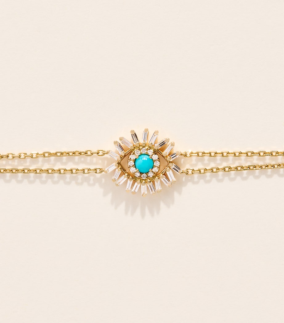 Suzanne Kalan Yellow Gold, Diamond and Turquoise Evil Eye Chain Bracelet Yg/turq Image 3