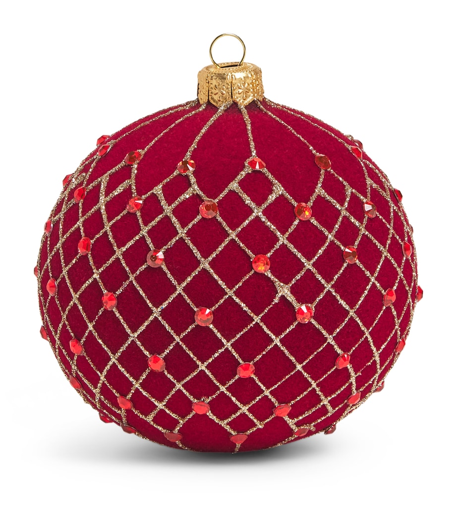 Harrods Velvet Criss-Cross Bauble Red Velvet Image 1